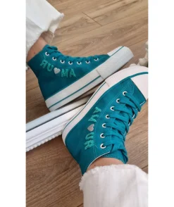 La boutique de Lilie BASKETS GISELE BLEU CANARD> Baskets