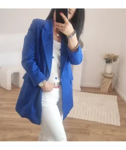 La boutique de Lilie BLAZER ALISSA LONG BLEU ELEC> Vestes