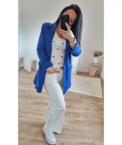 La boutique de Lilie BLAZER ALISSA LONG BLEU ELEC> Vestes